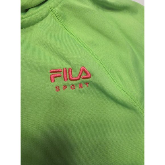 Fila Sport 3/4 Zip Lime Green And Pink Pullover Hoodie size XL (16) Teen Girl - Picture 3 of 4